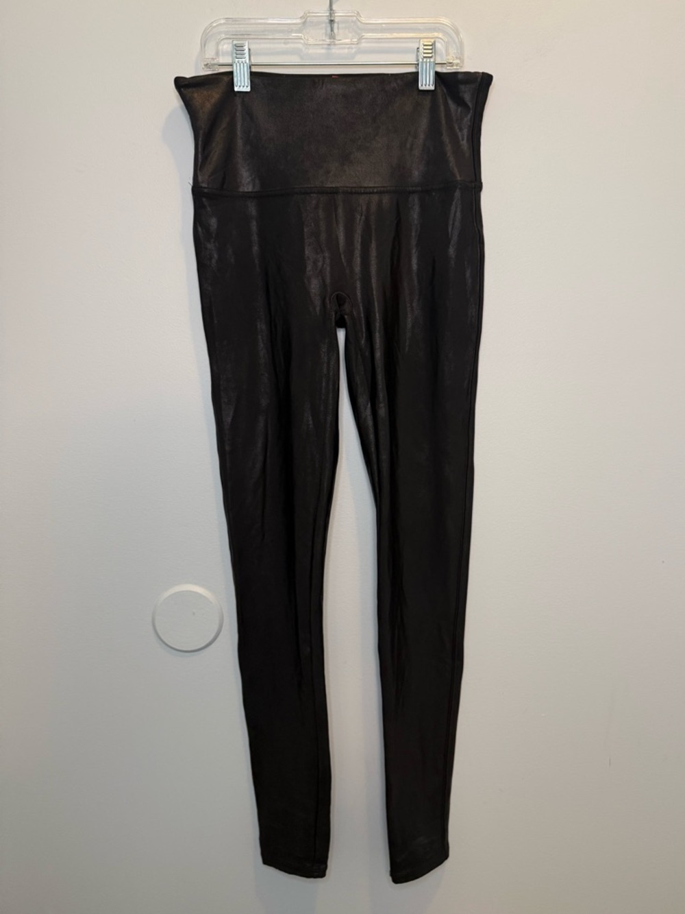 SPANX Black High-Waist Faux-Leather Leggings Medium